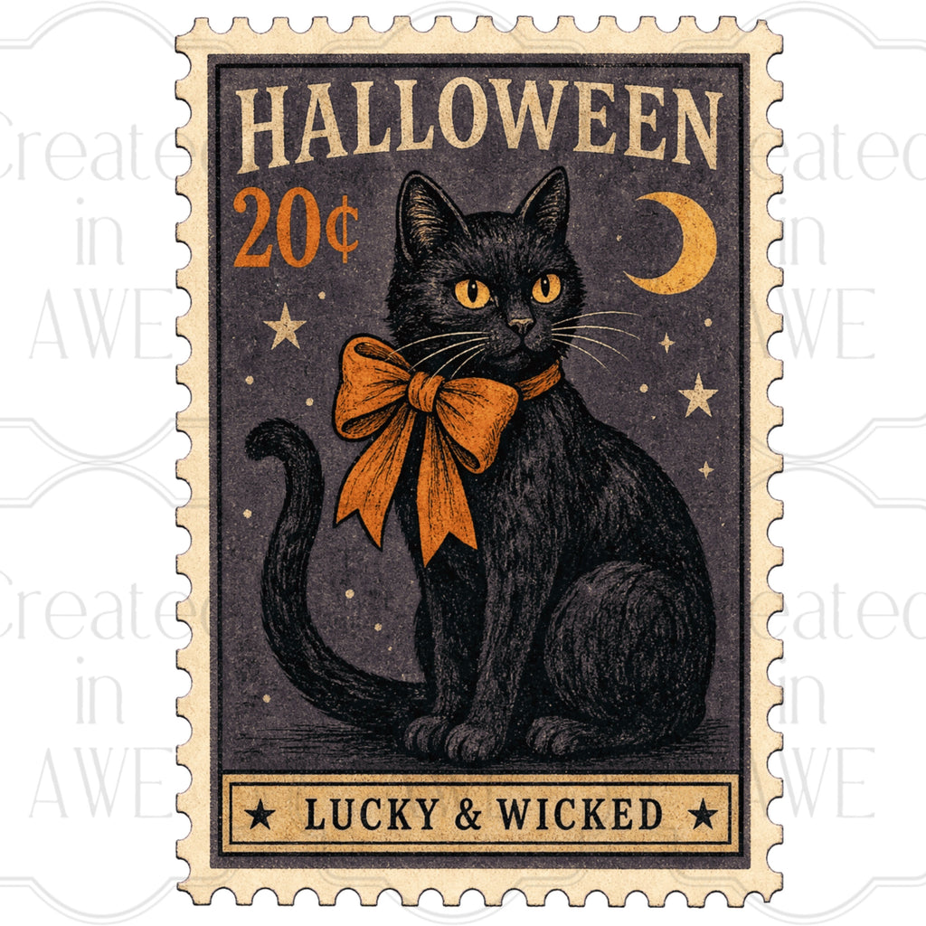 Vintage-style Halloween Stamps