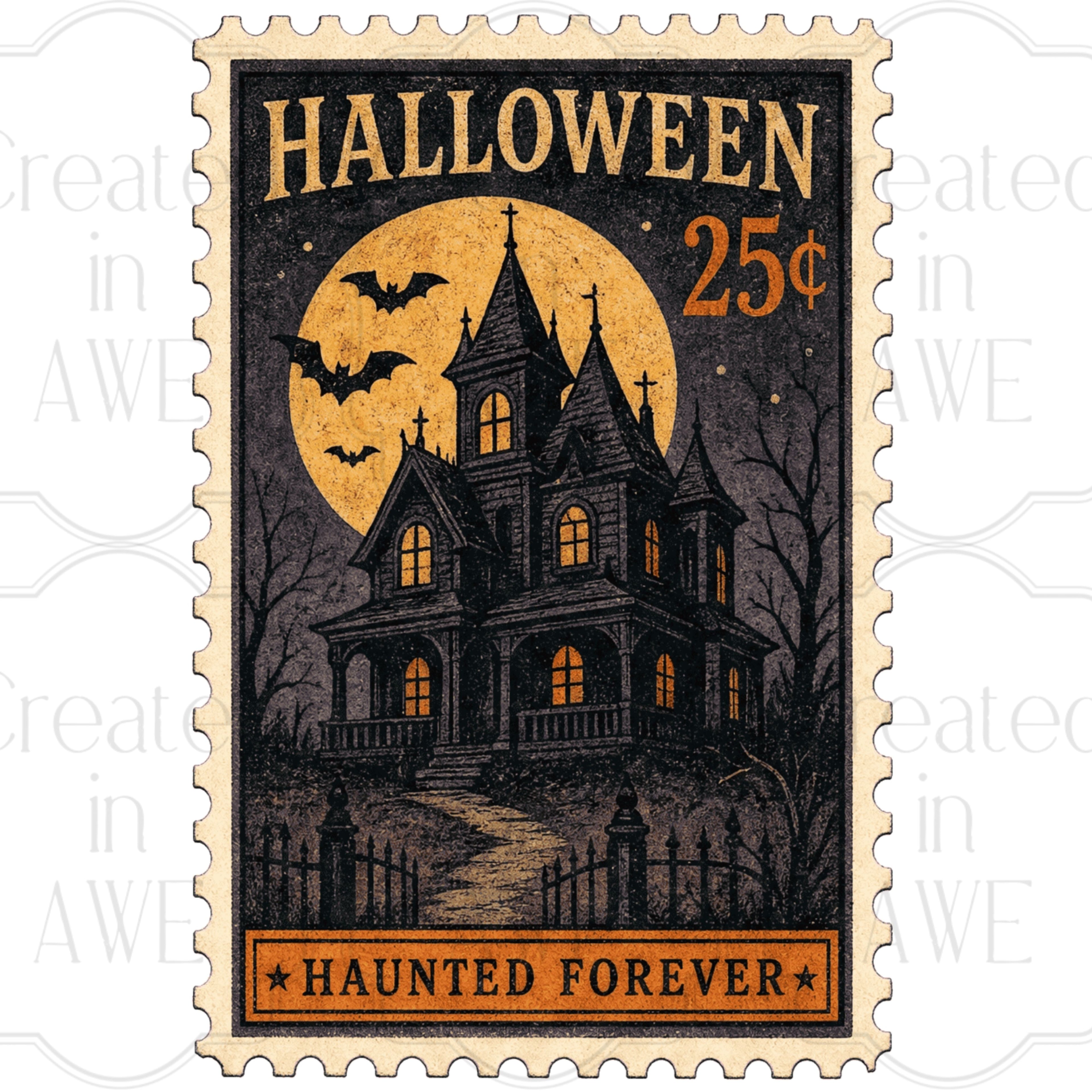 Vintage-style Halloween Stamps