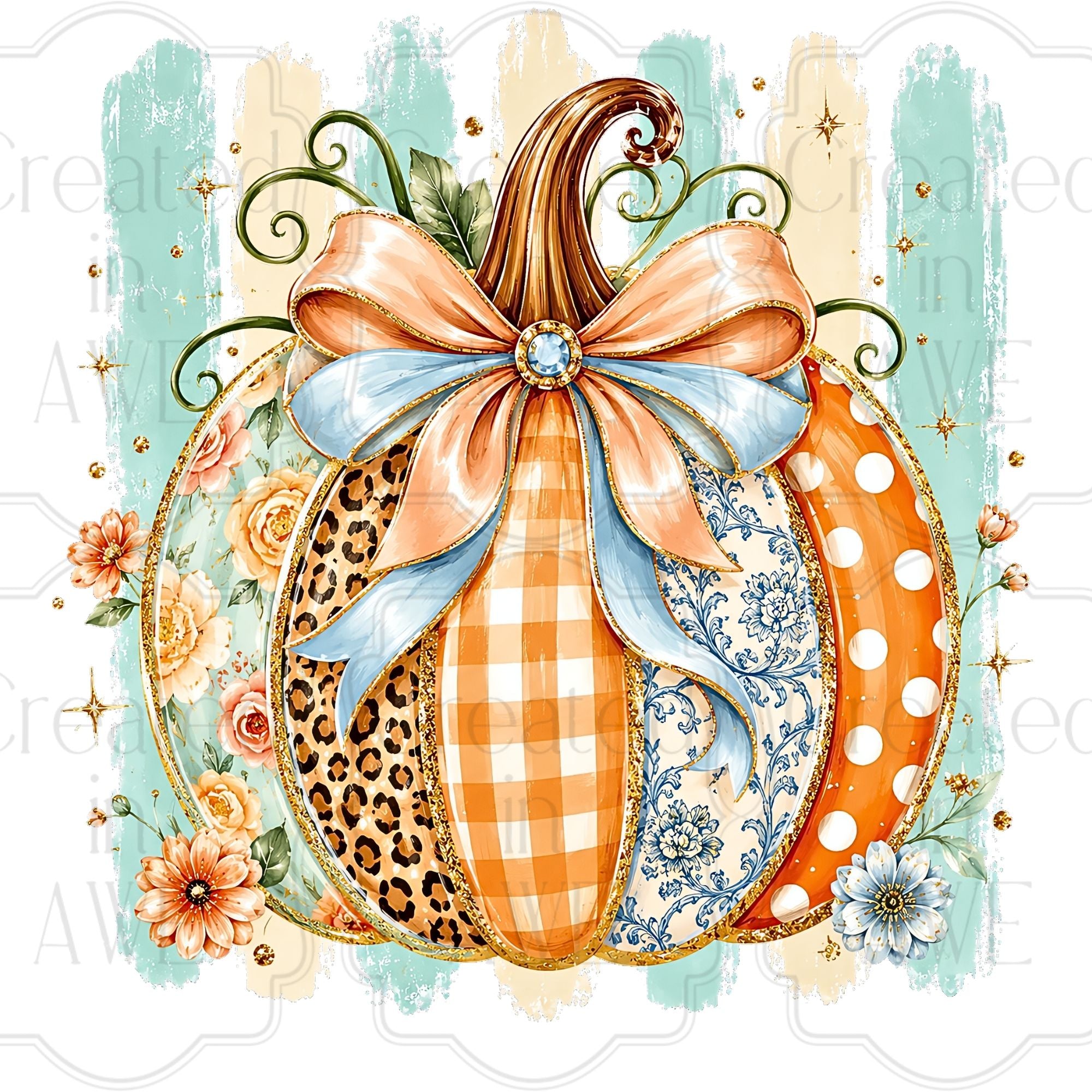 Bougie Pumpkin with Stripes