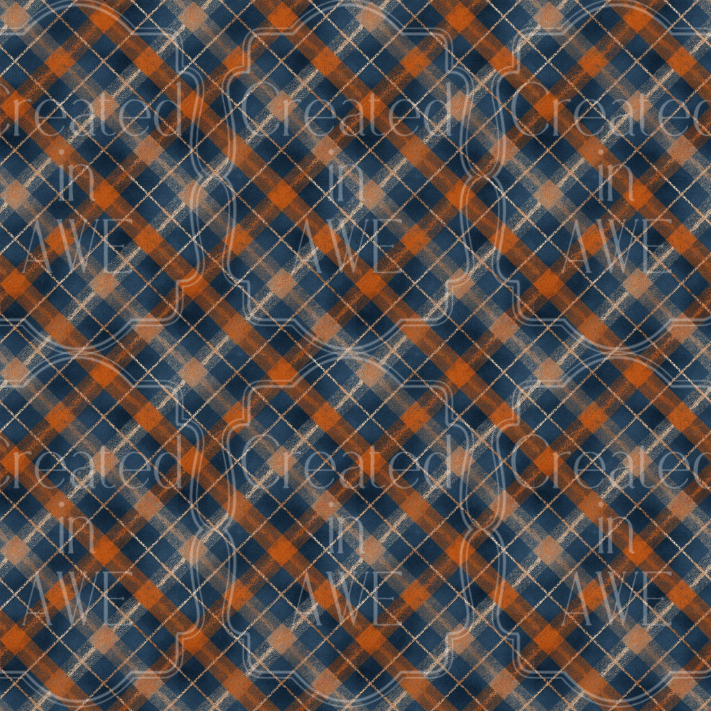 Blue and Rust Plaid Pattern