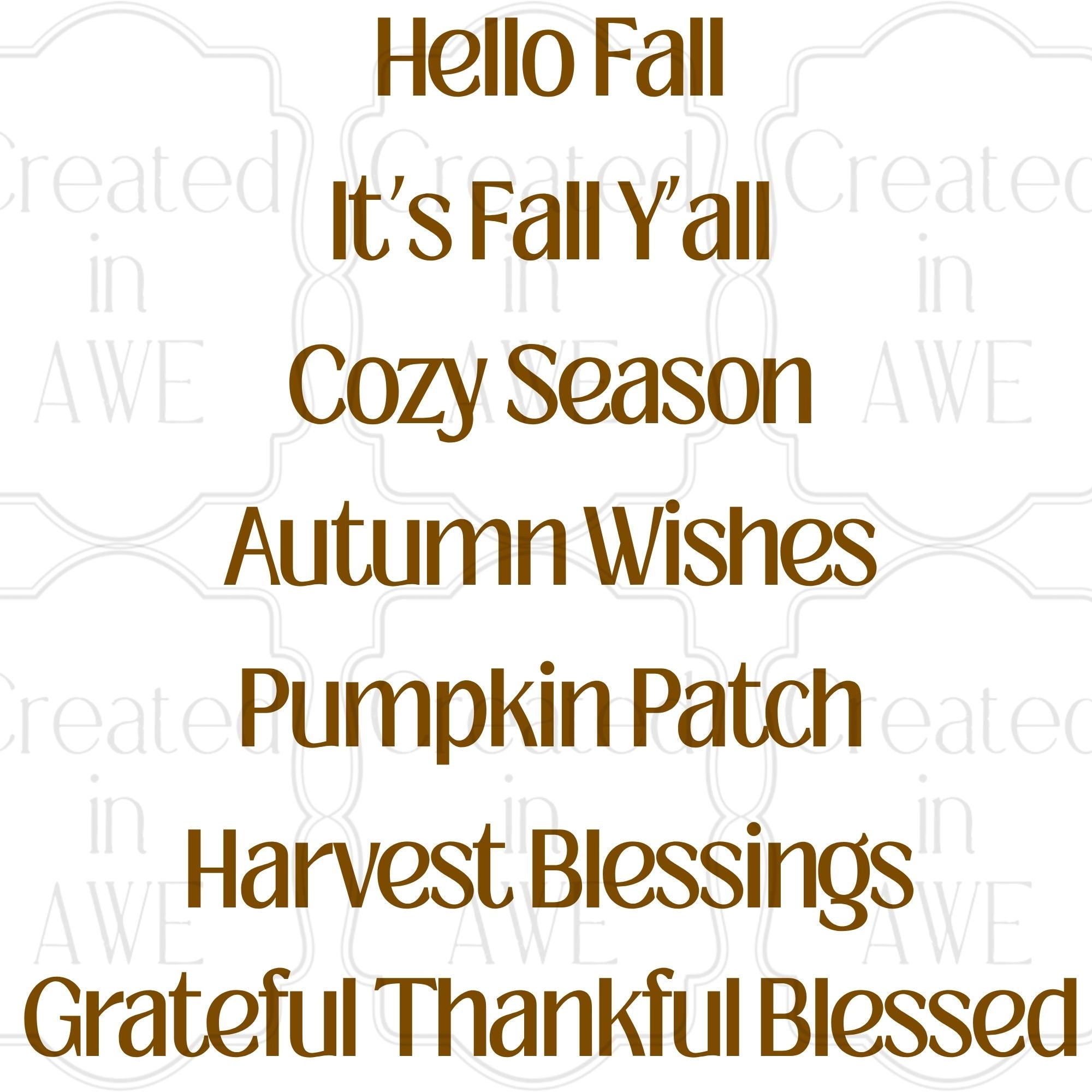 Fall Phrases - Classic Font