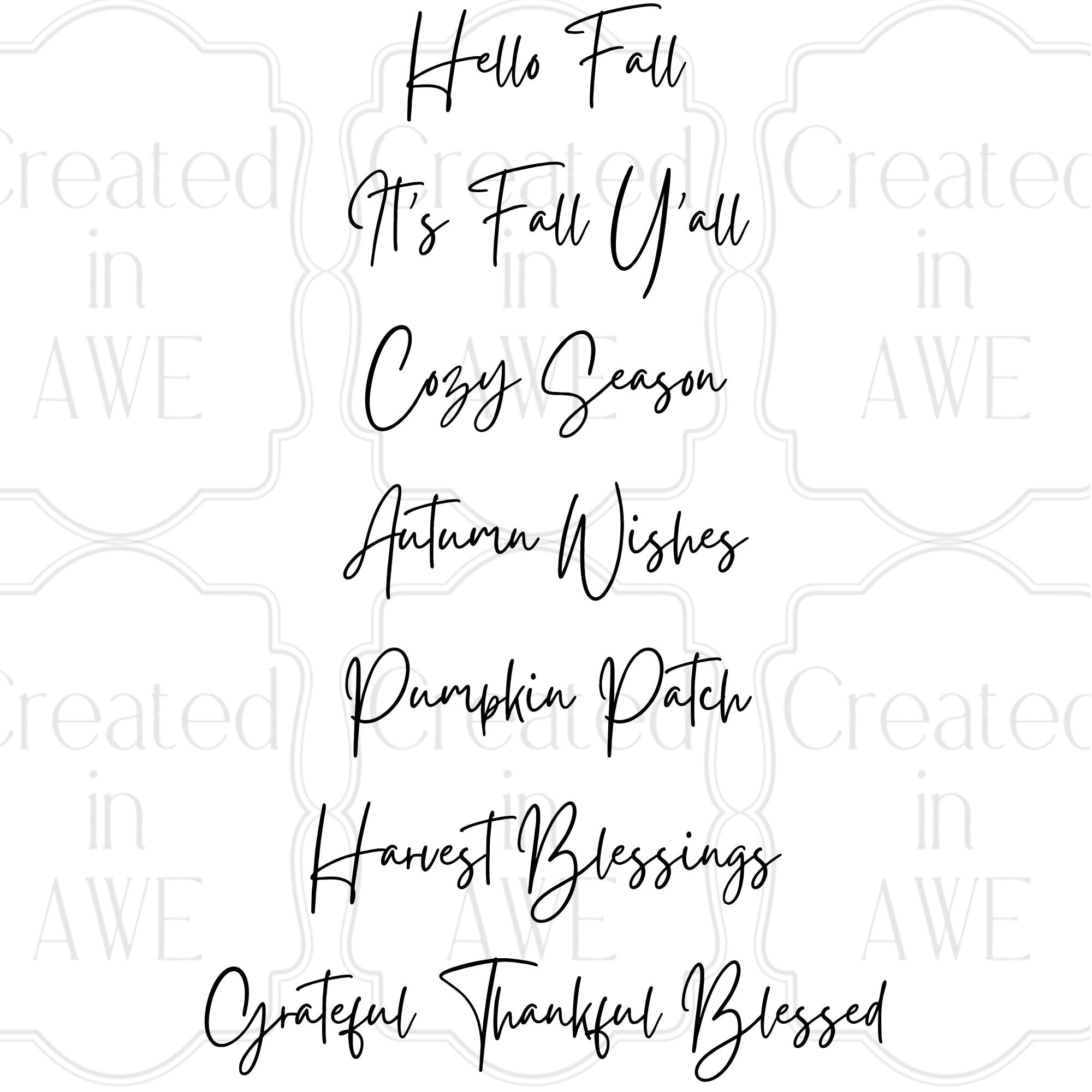 Fall Phrases - Handwritten Font