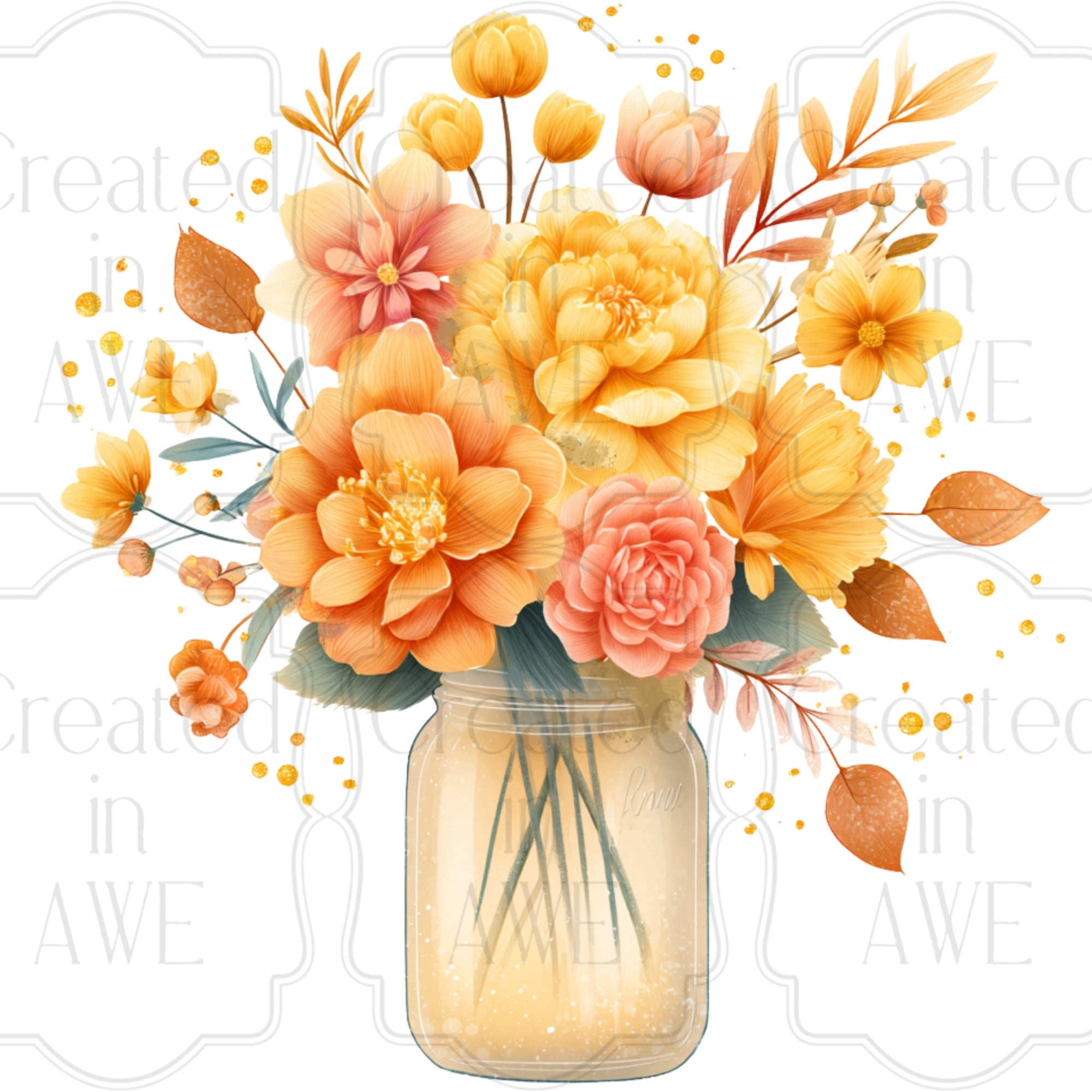 Floral Mason Jars Variety and Singles