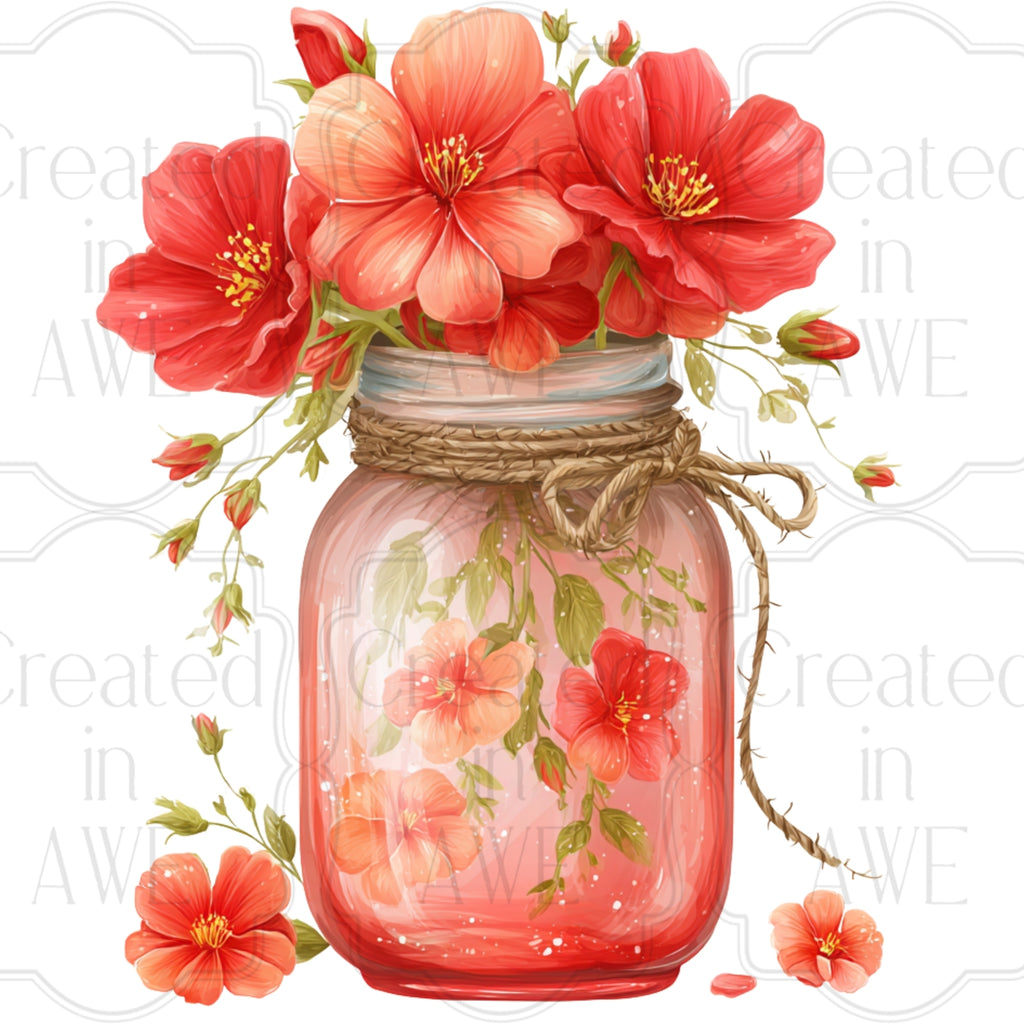 Floral Mason Jars Variety and Singles