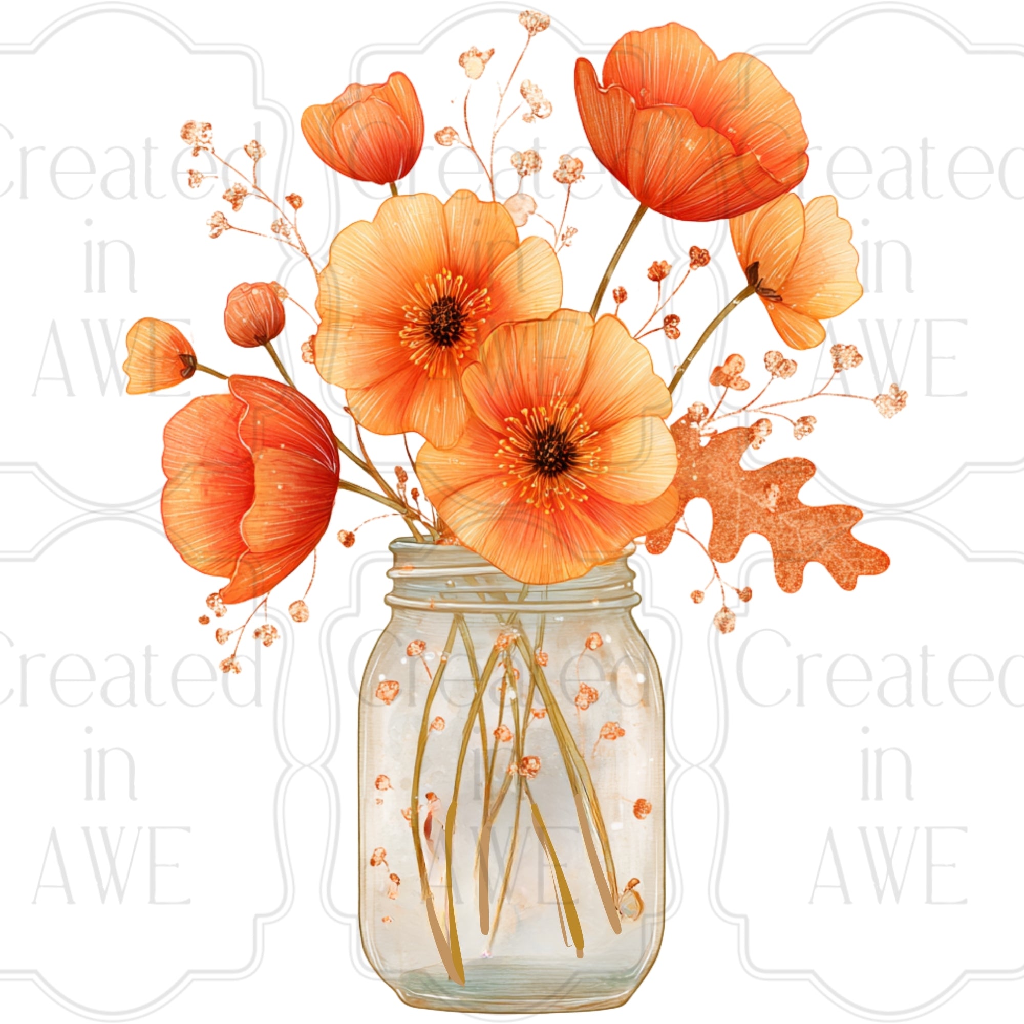 Floral Mason Jars Variety and Singles