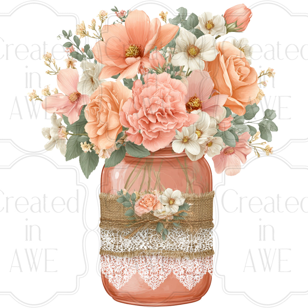 Floral Mason Jars Variety and Singles