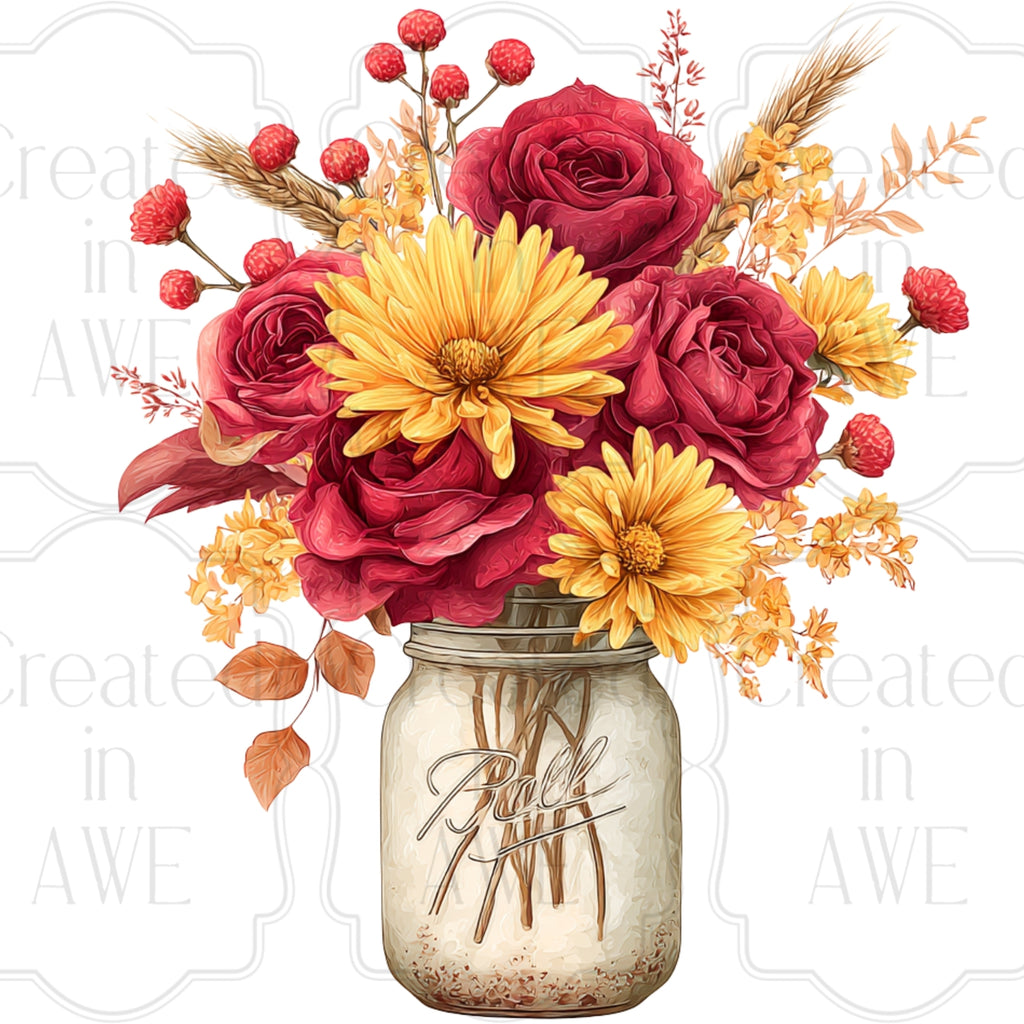 Floral Mason Jars Variety and Singles