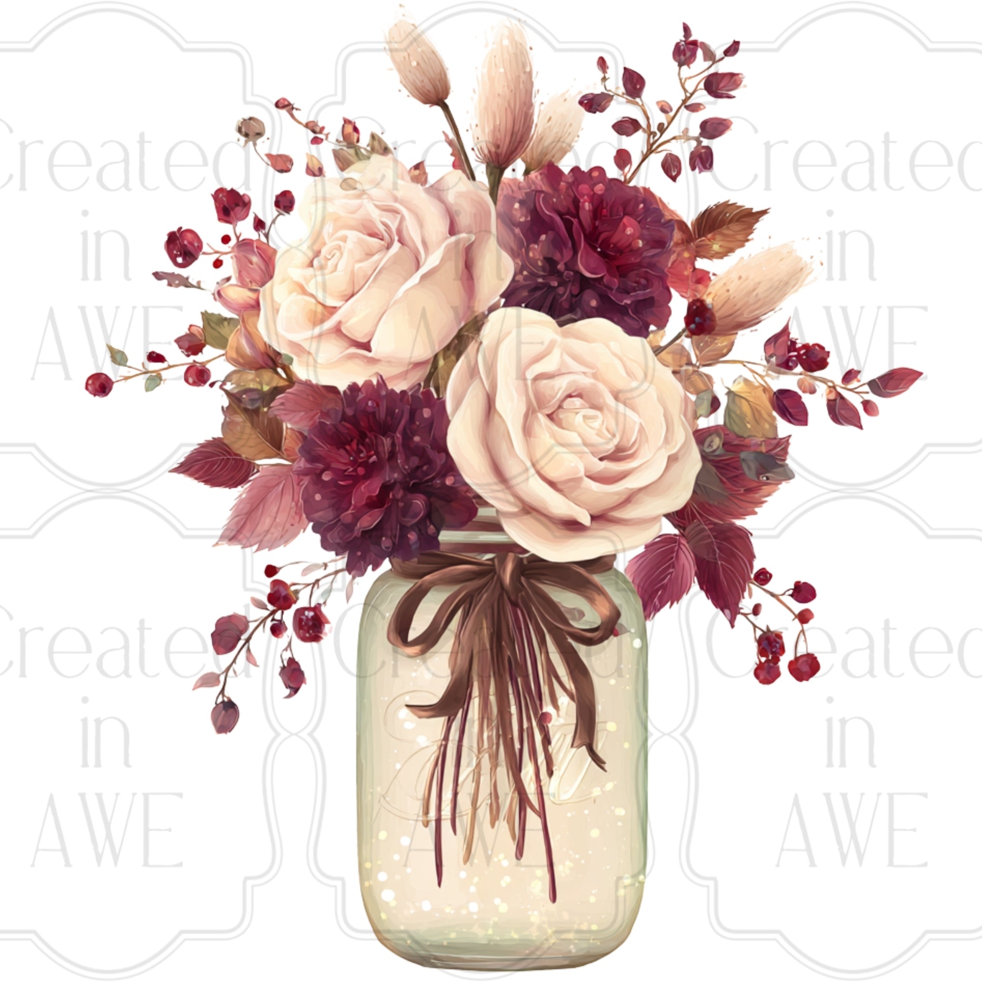 Floral Mason Jars Variety and Singles
