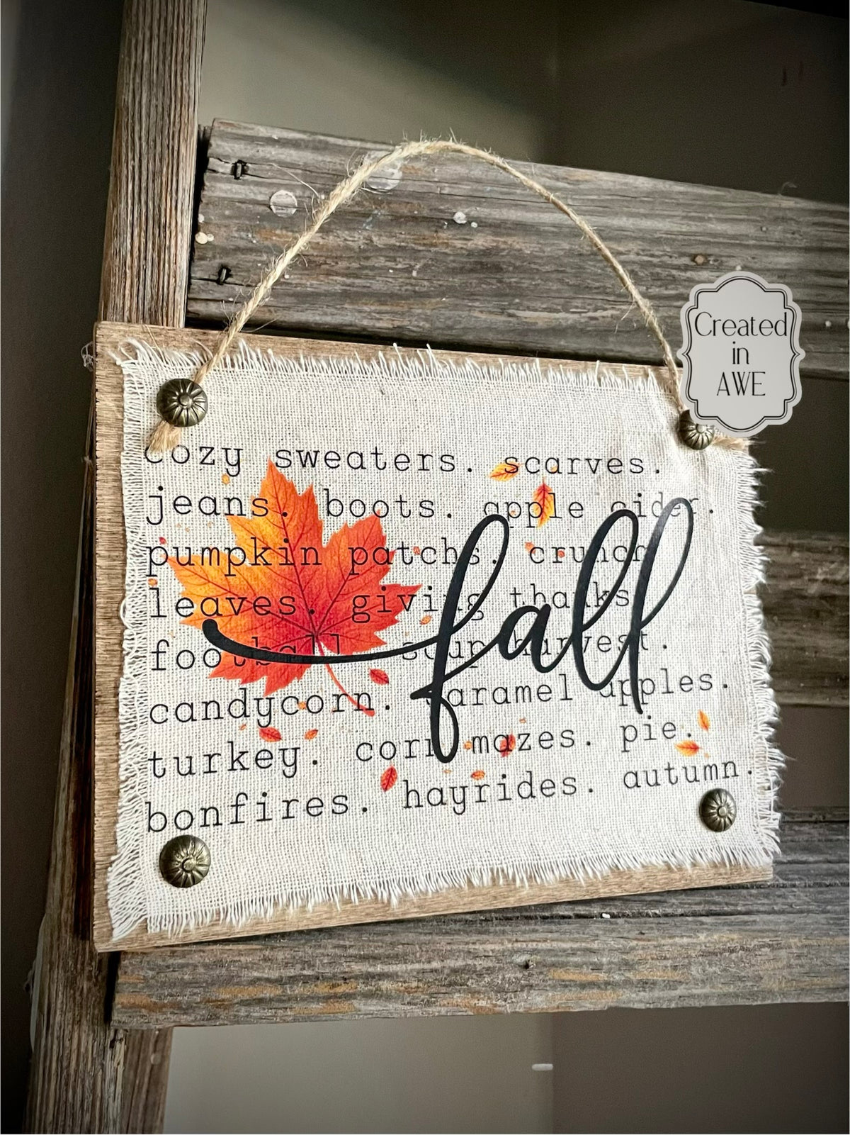 Fall Words hanger