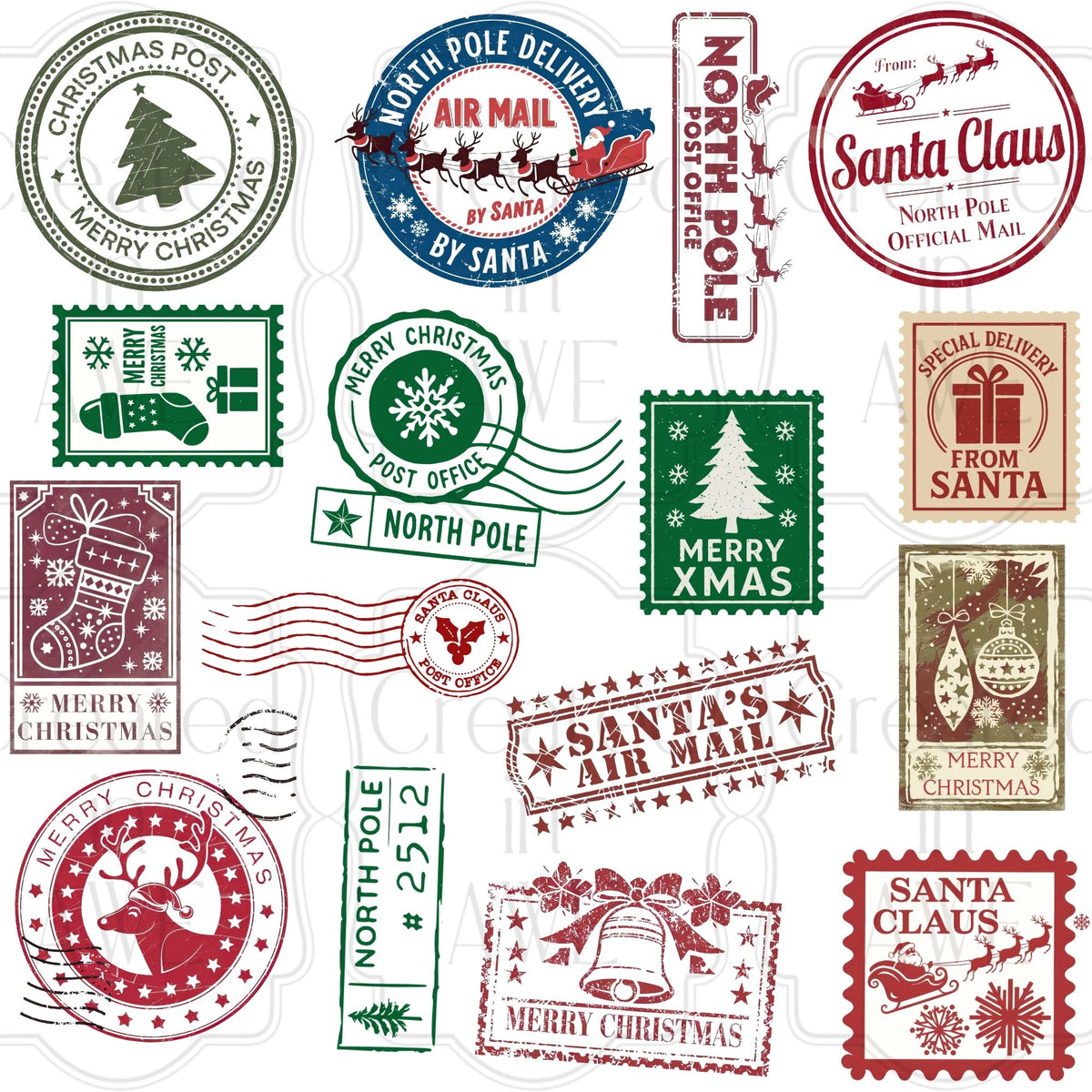 Vintage Christmas Postcards Kit