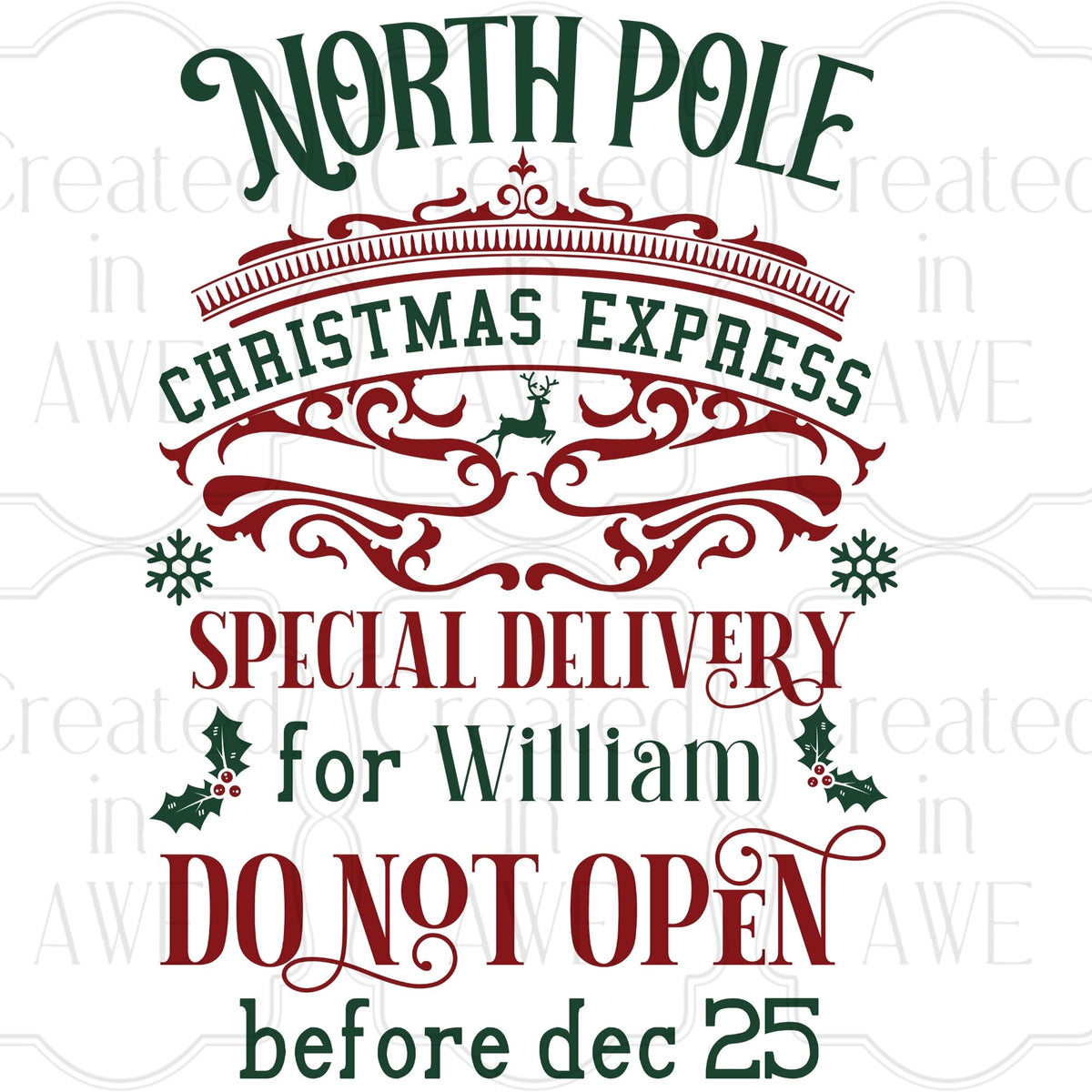 North Pole Special Delivery Label
