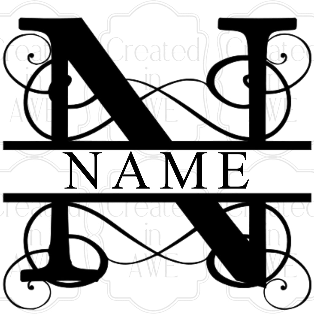 Split Ornate Line Monogram
