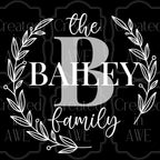 Round Wreath Family Name Monogram