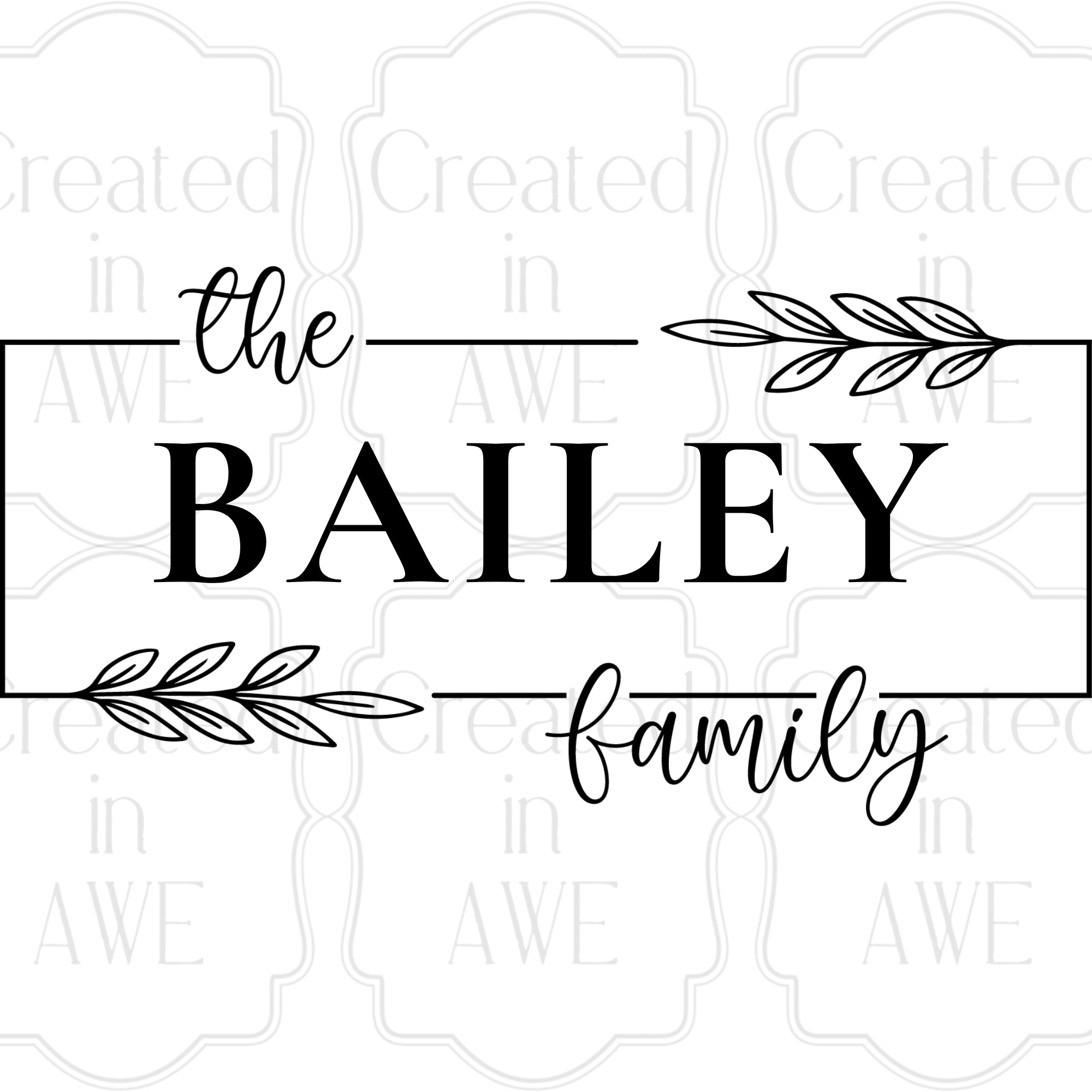 Rectangle Family Name Monogram
