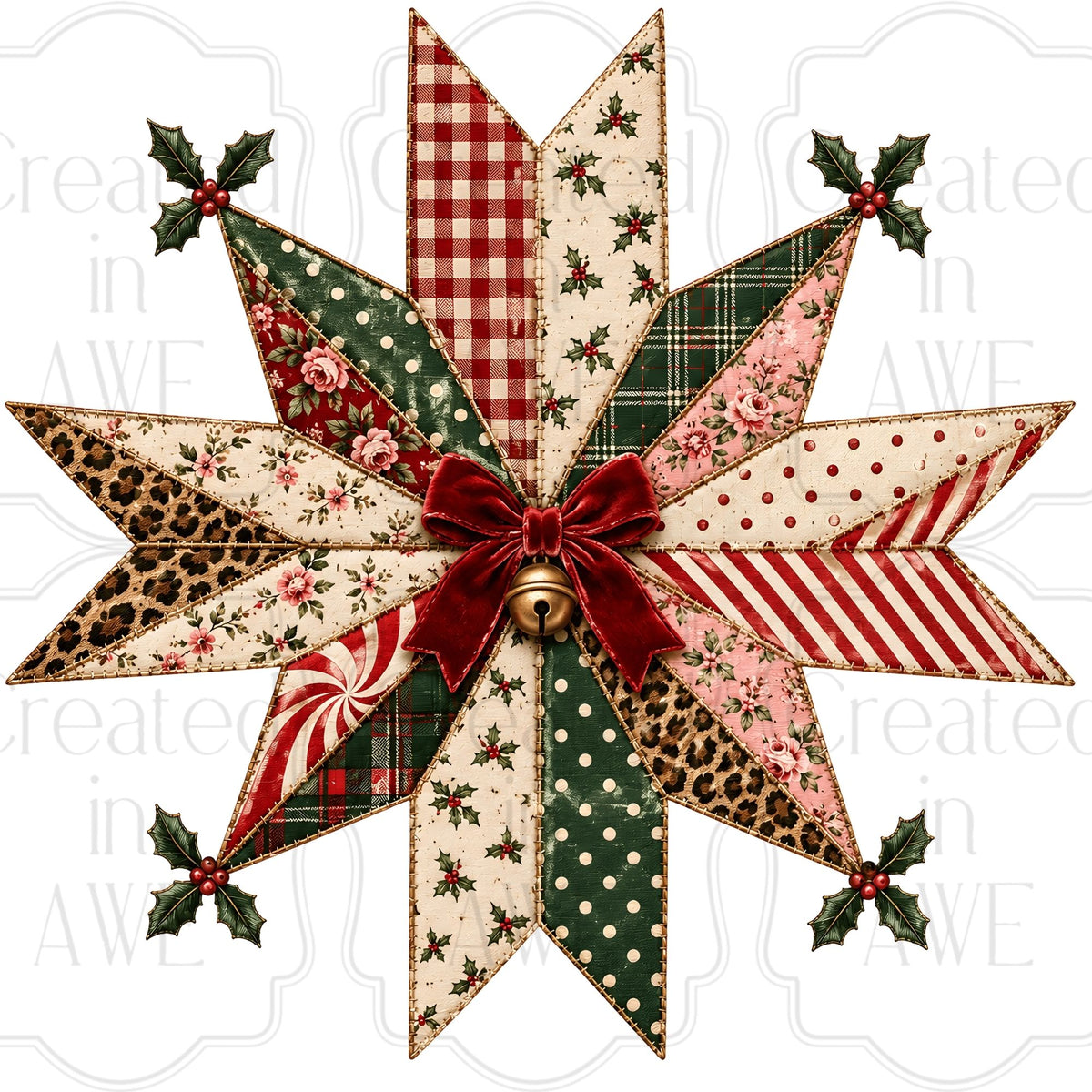 Patchwork Christmas Quilt Star