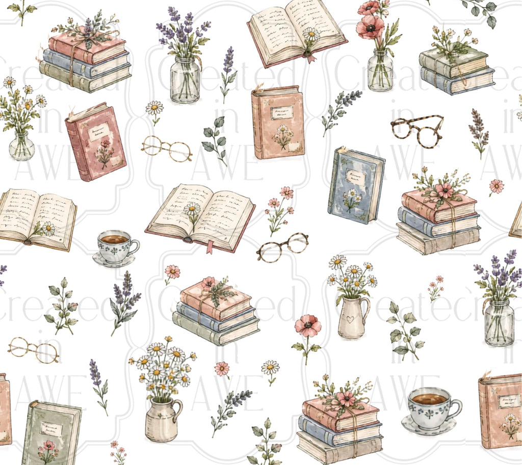 Books & Flowers UV Sticker wrap