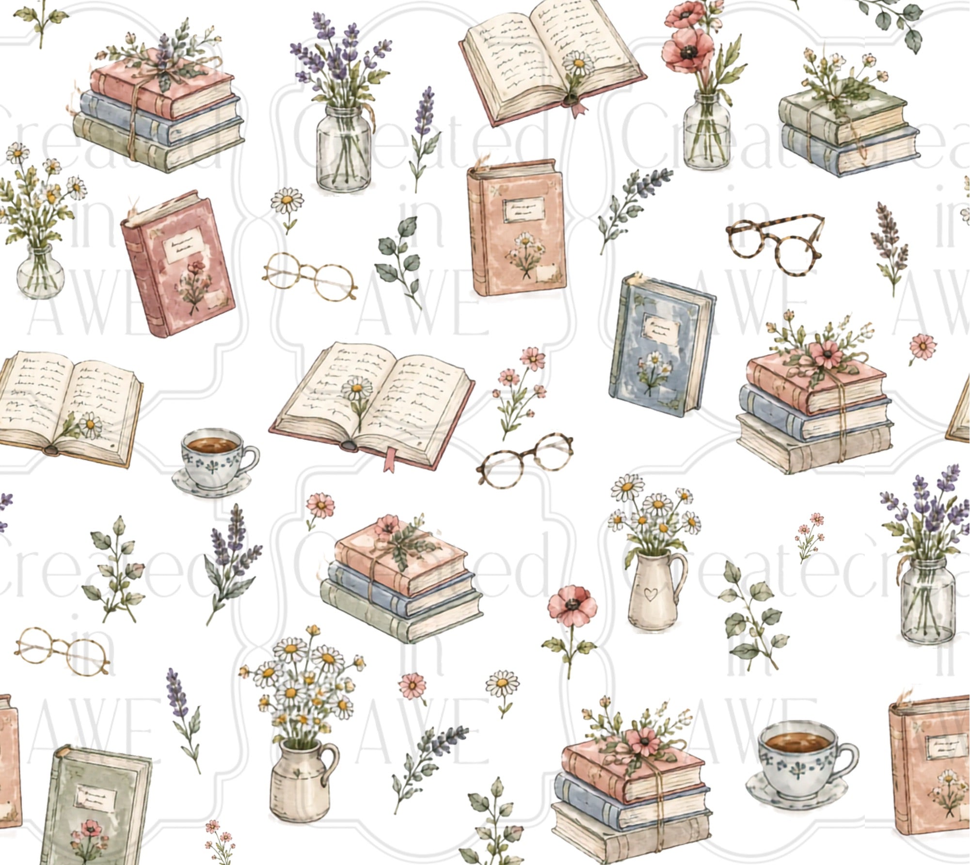 Books & Flowers UV Sticker wrap