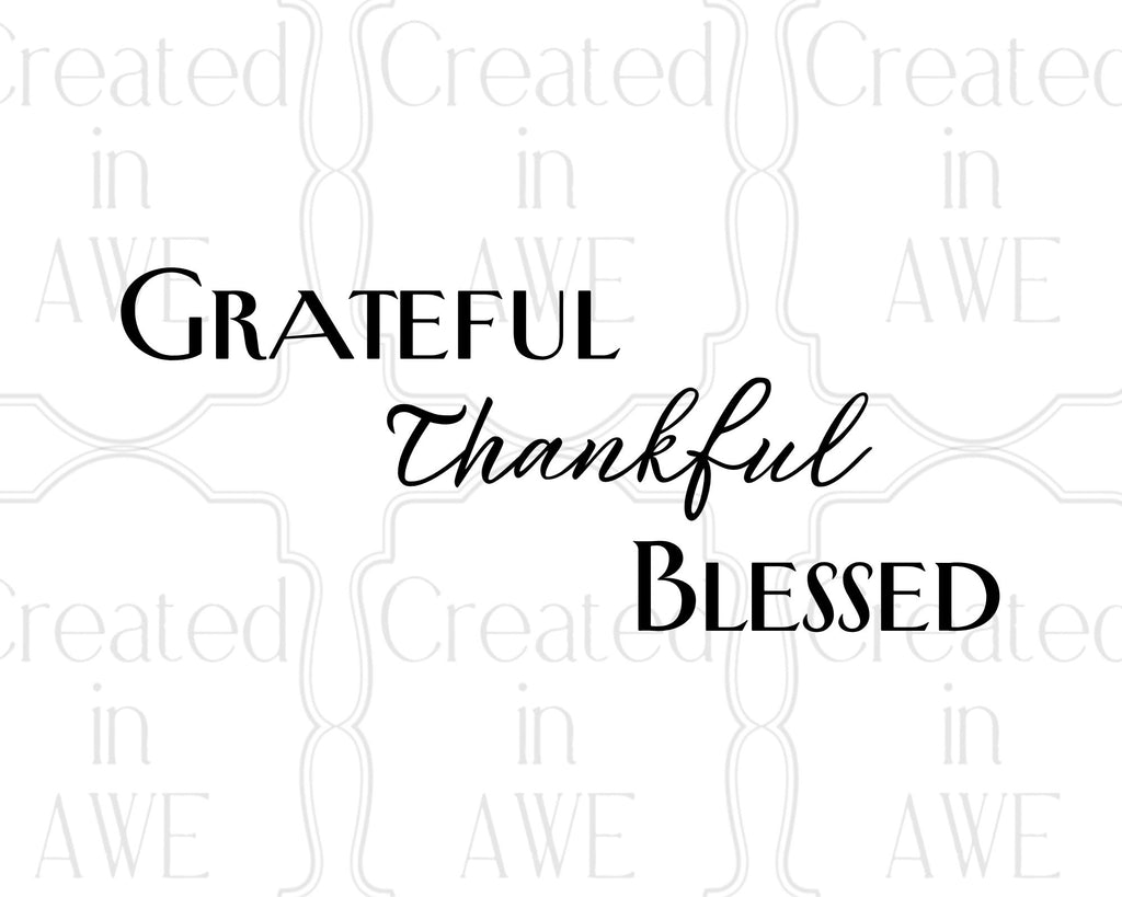 Grateful Thankful Blessed - Stacked Greeting