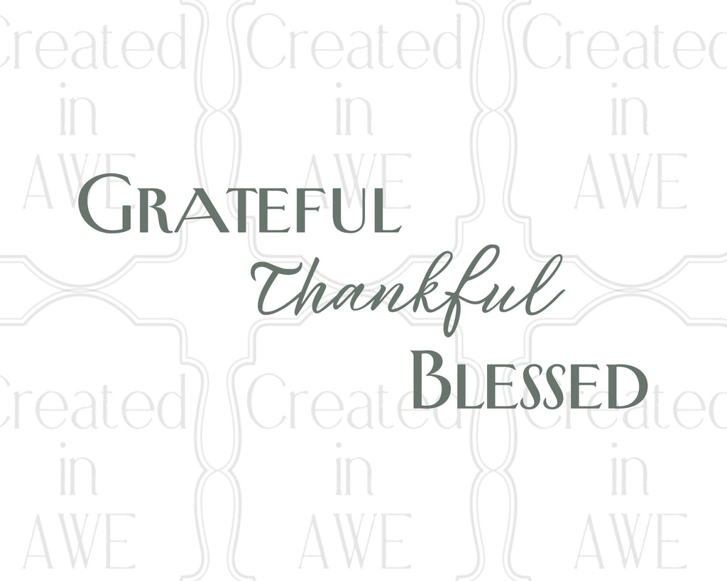 Grateful Thankful Blessed - Stacked Greeting
