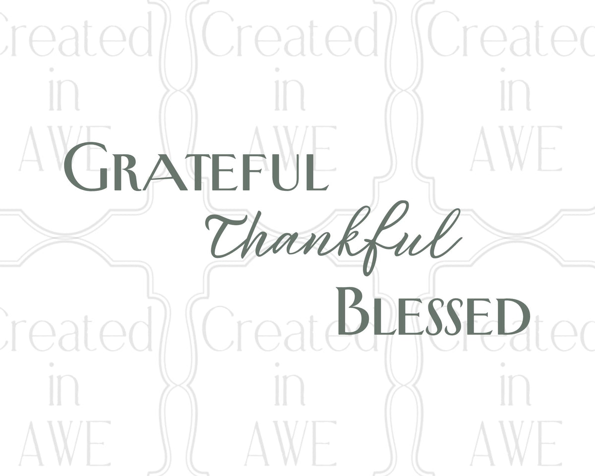 Grateful Thankful Blessed - Stacked Greeting