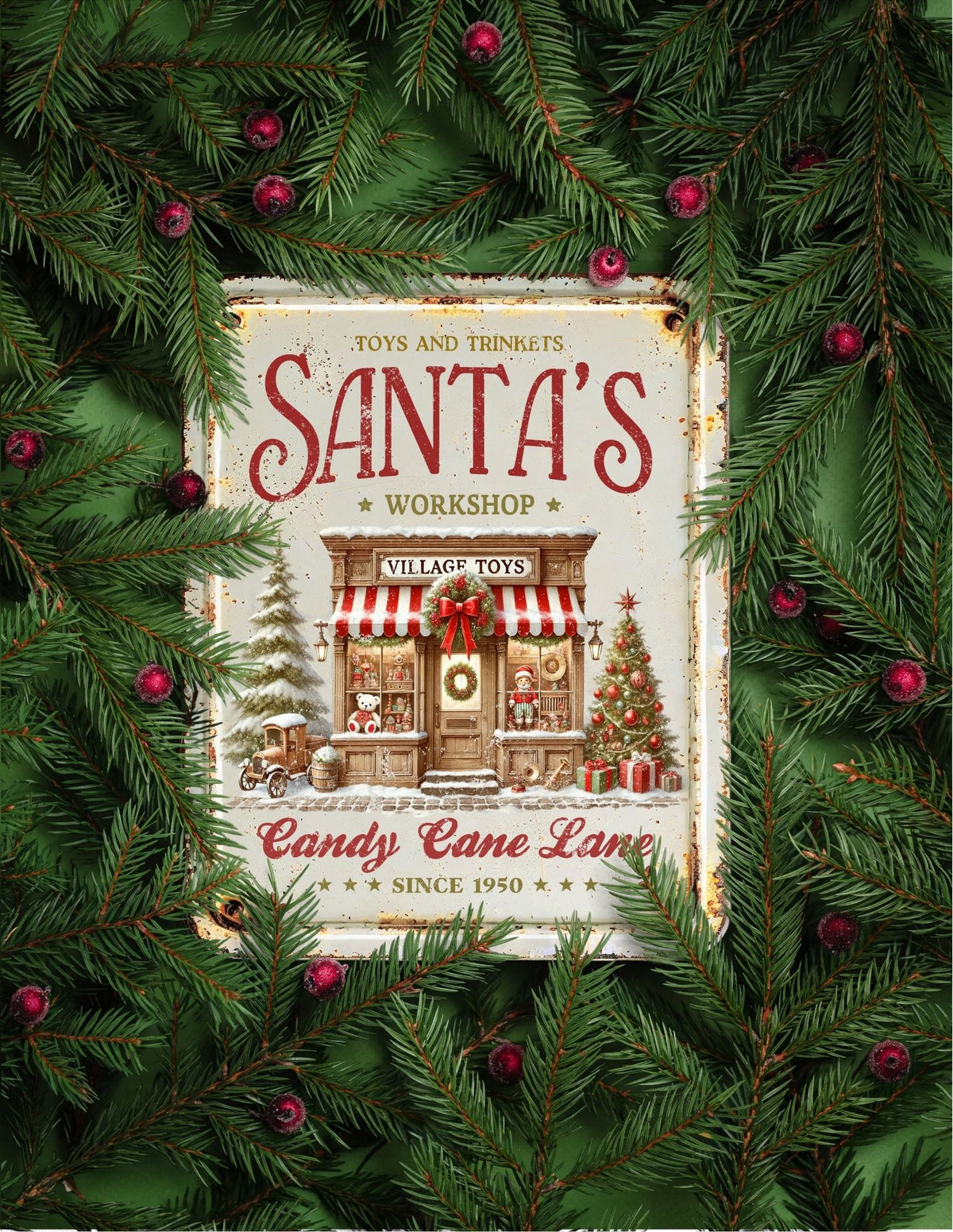 Santa’s Workshop rustic sign