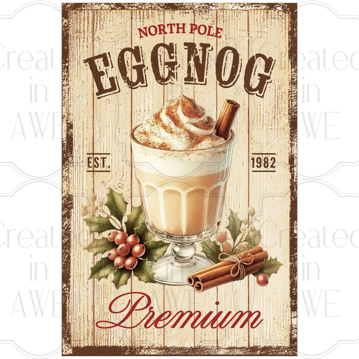 North Pole Eggnog rustic sign