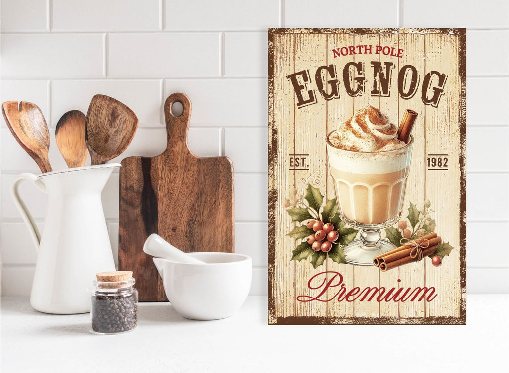 North Pole Eggnog rustic sign