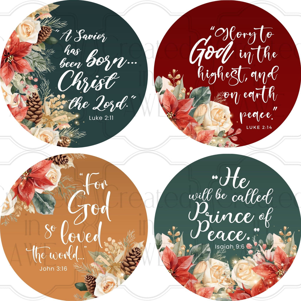 Coaster Kit - Round Floral Scripture (Christmas)