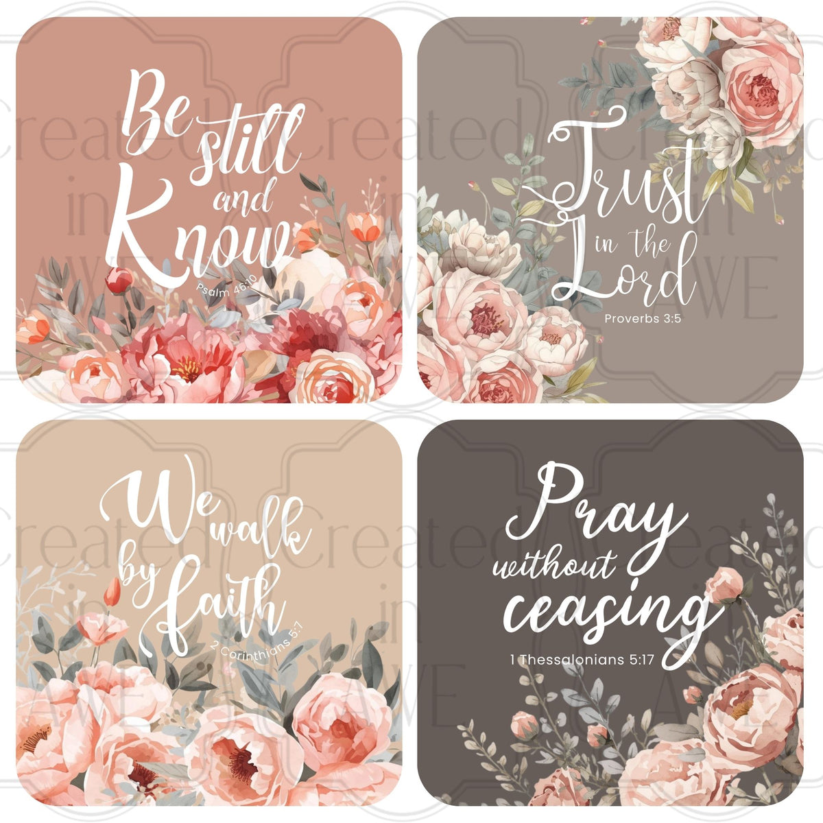 Coaster Kit - Square Floral Scripture