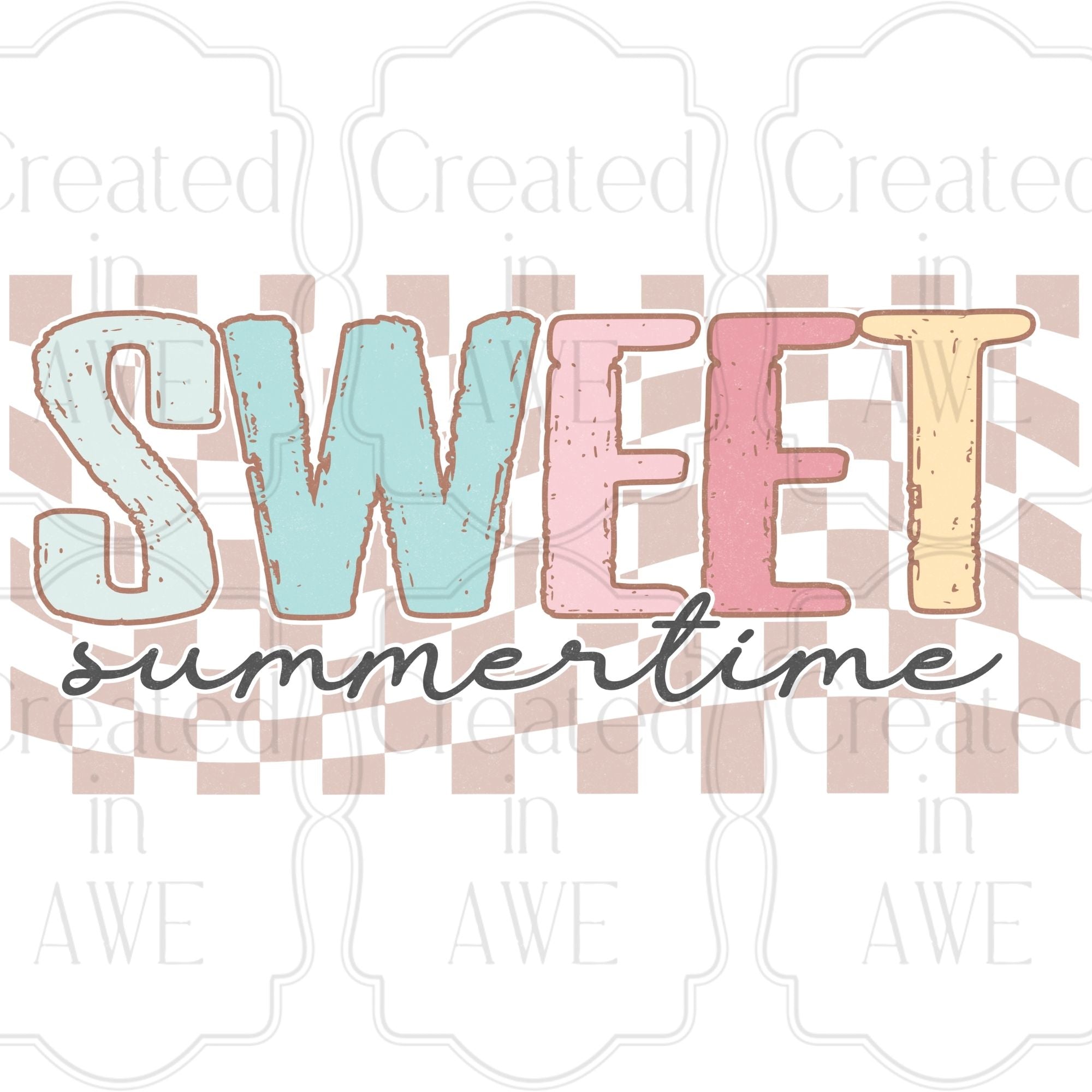 Sweet Summertime Retro Checkered Pastel