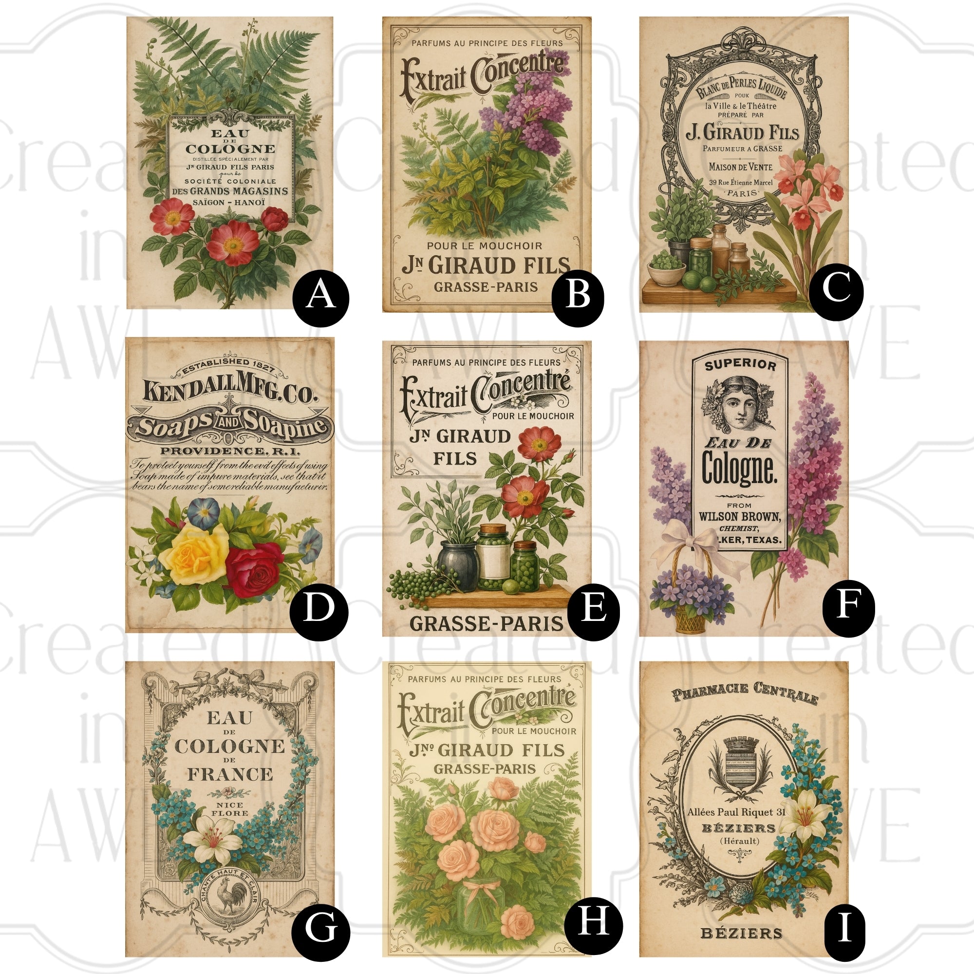 French Perfume Labels