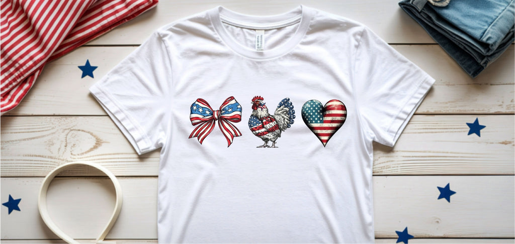 Patriotic Bow Rooster Heart