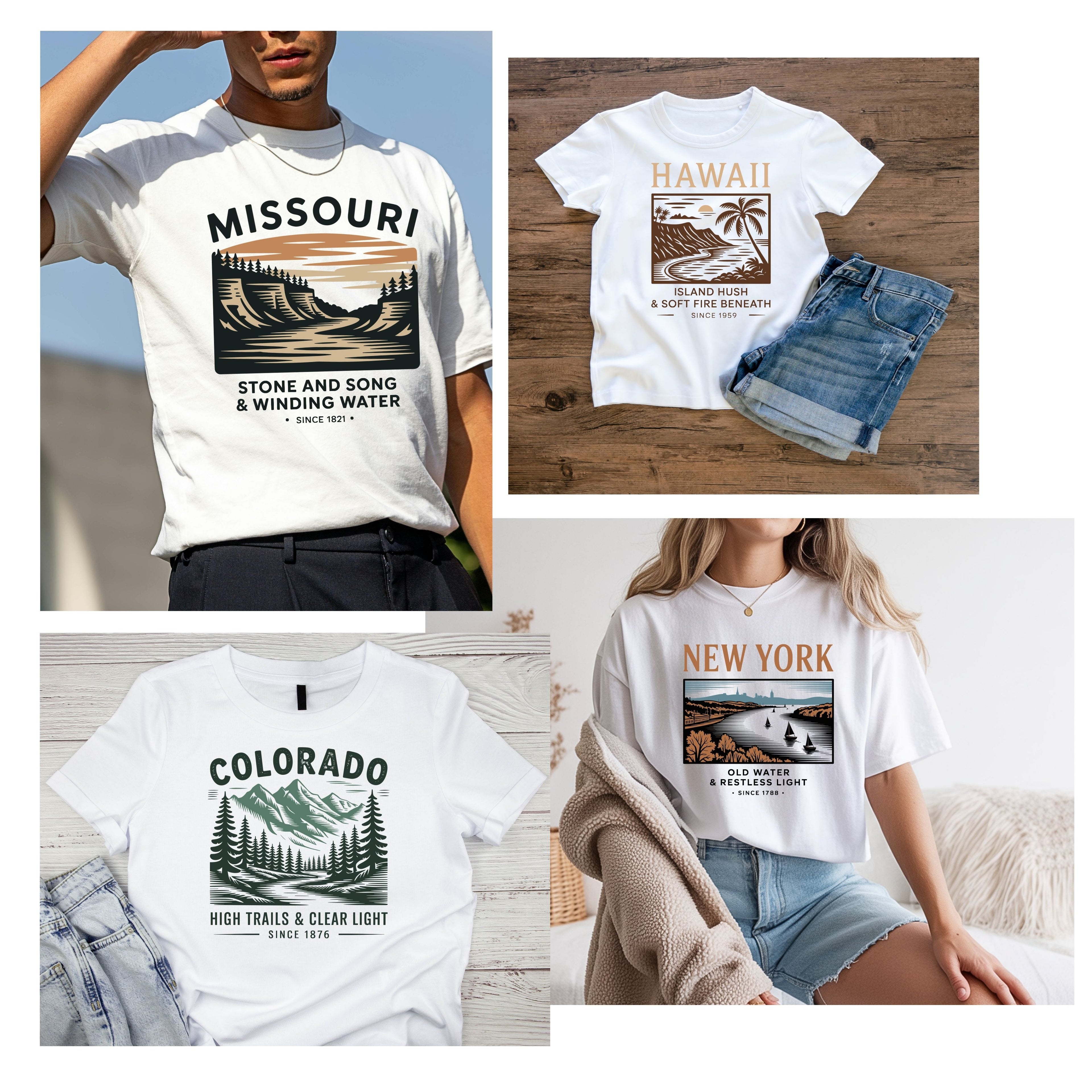 Vintage-Style US States